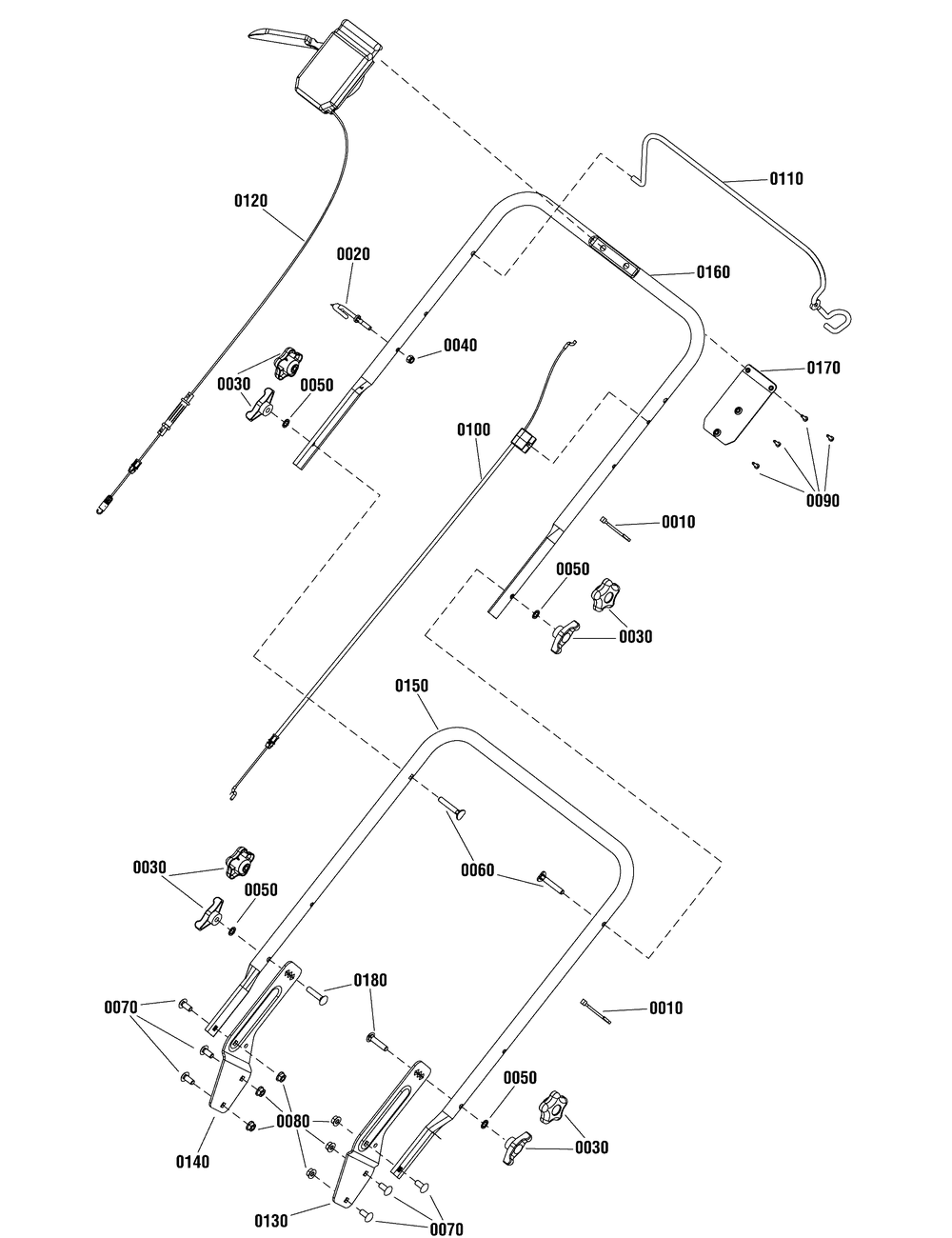 Handle Assembly Group (7502112_7502767) Diagram and Parts List for 7800719-EMPV21675 2011 Briggs and Stratton Lawn Mower